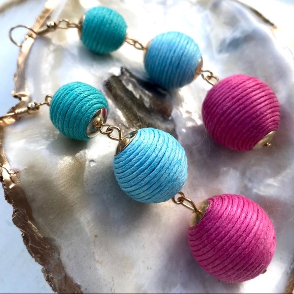Sassy & Classy Designs Jewelry - Pink and Turquoise Blue Bob Bon Earrings